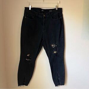 Judy Blue Animal Print Distressed Skinny Fit Black Jeans Size 18W